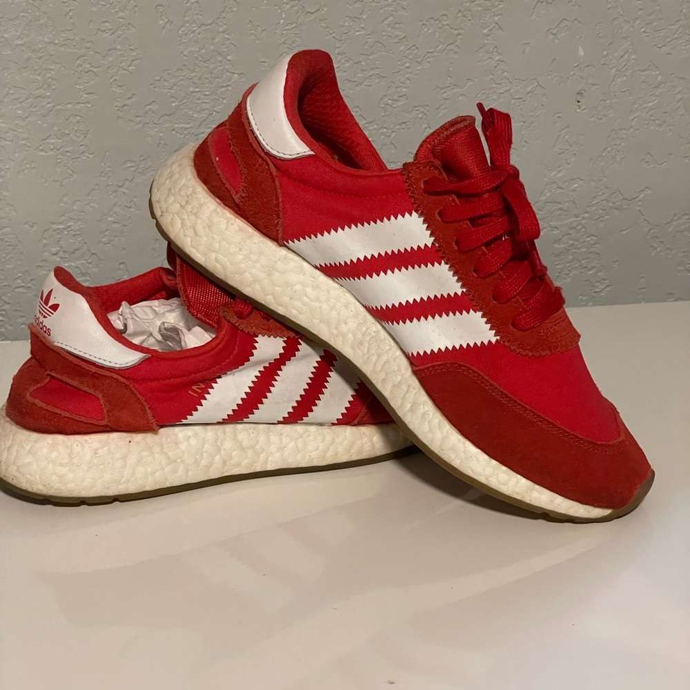 Adidas Red and White Iniki Runners Size 8 - Picture 5 of 7